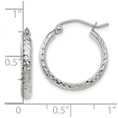 10K Weißgold Diamantiert 2.8x18mm Hohl Creolen