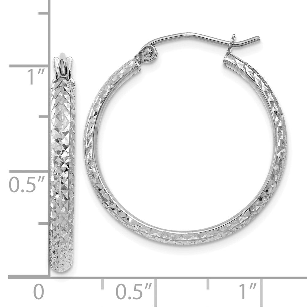 10K Weißgold Diamantiert 2.8x25mm Hohl Creolen