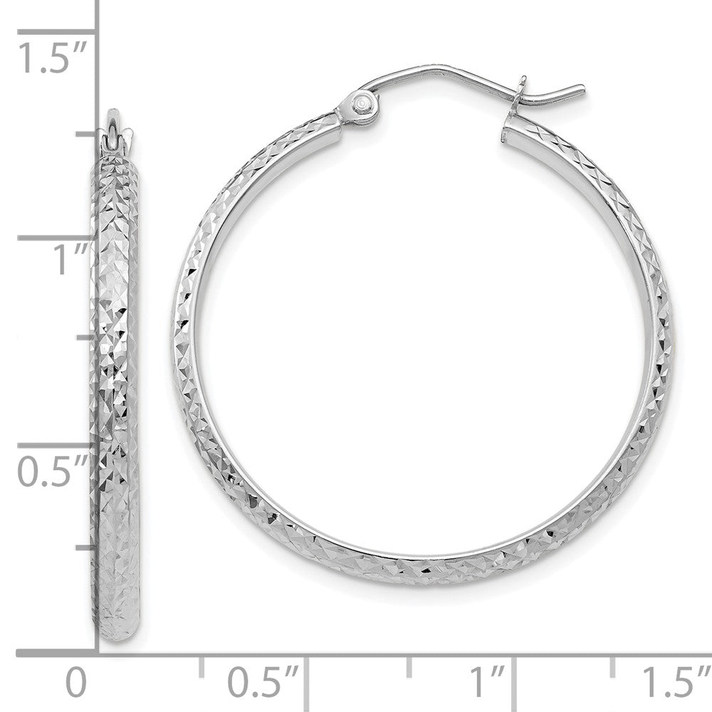 10K Weißgold Diamantiert 2.8x30mm Hohl Creolen