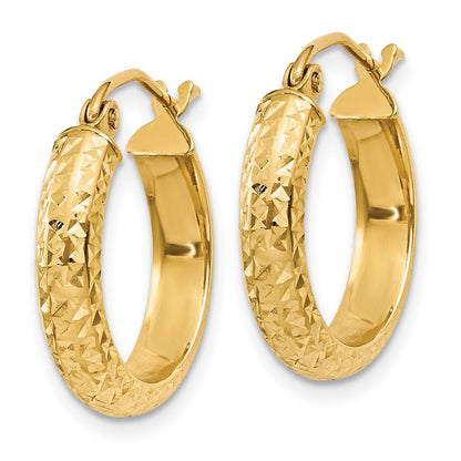 10K Gelbgold 10K Diamantiert 3.5x17mm Hohl Creolen