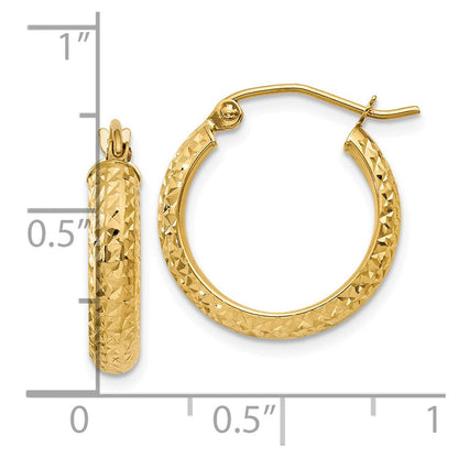 10K Gelbgold 10K Diamantiert 3.5x17mm Hohl Creolen