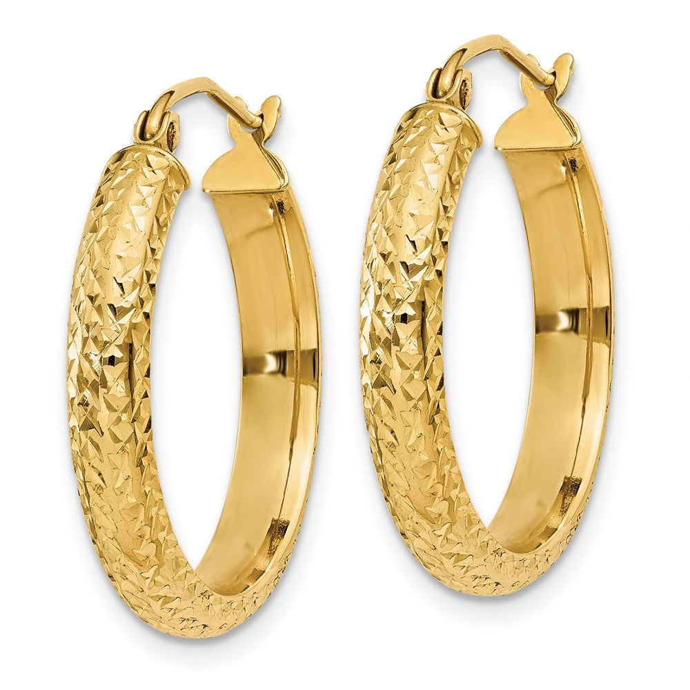 10K Gelbgold 10K Diamantiert 3.5x22mm Hohl Creolen