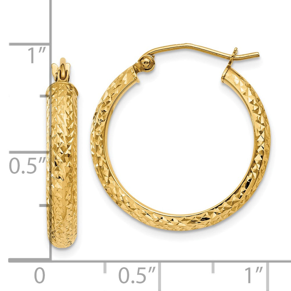 10K Gelbgold 10K Diamantiert 3.5x22mm Hohl Creolen