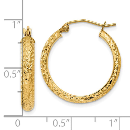 10K Gelbgold 10K Diamantiert 3.5x22mm Hohl Creolen
