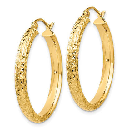 10K Gelbgold 10K Diamantiert 3.5x28mm Hohl Creolen