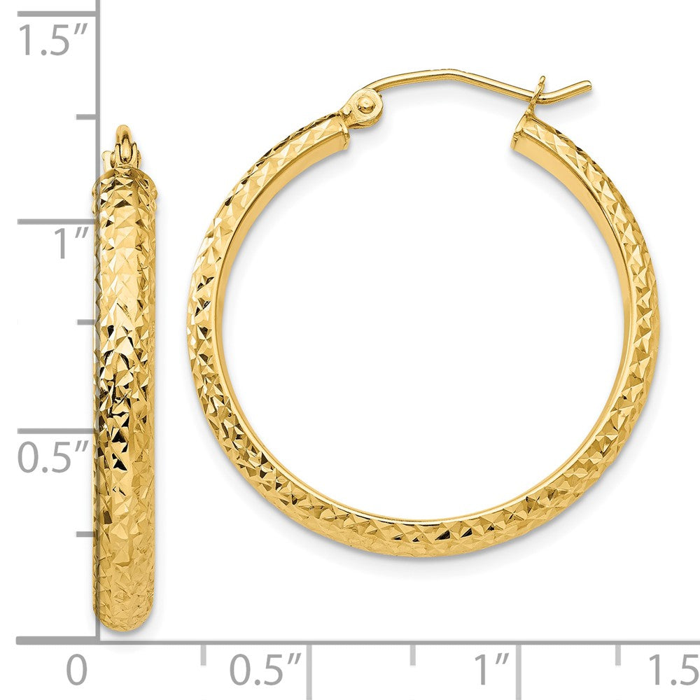 10K Gelbgold 10K Diamantiert 3.5x28mm Hohl Creolen