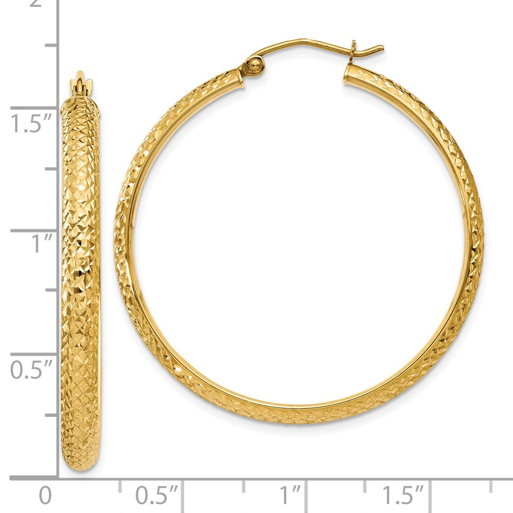 10K Gelbgold 10K Diamantiert 3.5x38mm Hohl Creolen