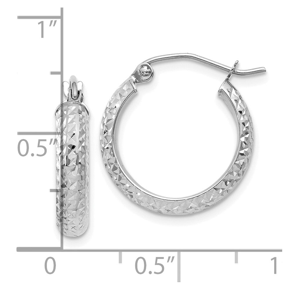 10K Weißgold 10K Diamantiert 3.5x17mm Hohl Creolen