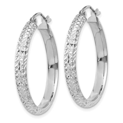 10K Weißgold 10K Diamantiert 3.5x28mm Hohl Creolen