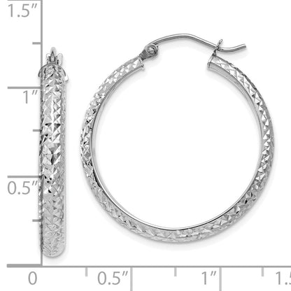 10K Weißgold 10K Diamantiert 3.5x28mm Hohl Creolen