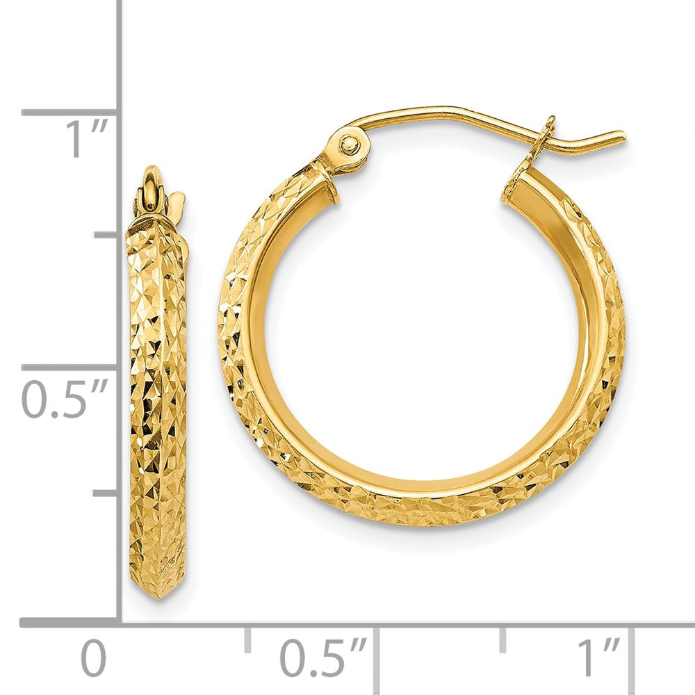 10K Gelbgold Messer Kante Diamantiert 2.5x20mm Hohl Creolen