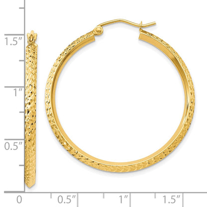 10K Gelbgold Messer Kante Diamantiert Hohl Creolen