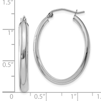 10K Weißgold Poliert 3.5mm Oval Creolen