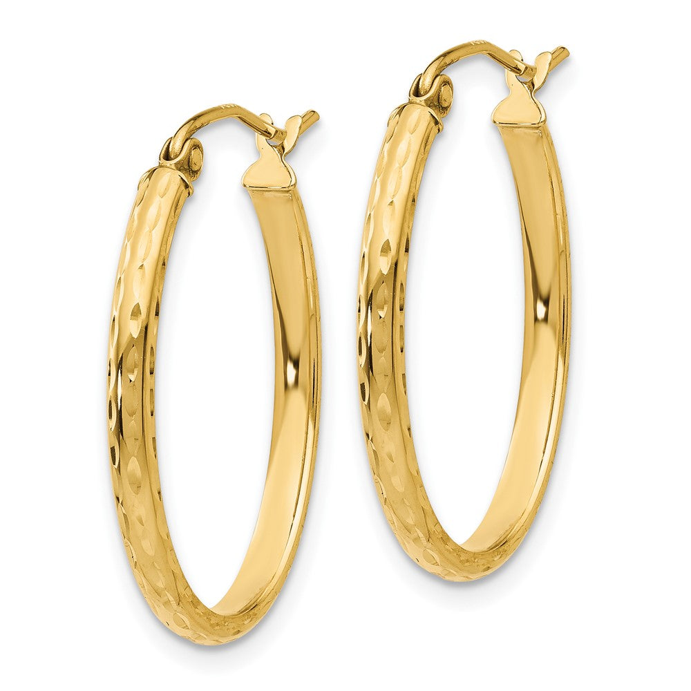 10K Gelbgold Leicht Diamantiert Oval Creolen