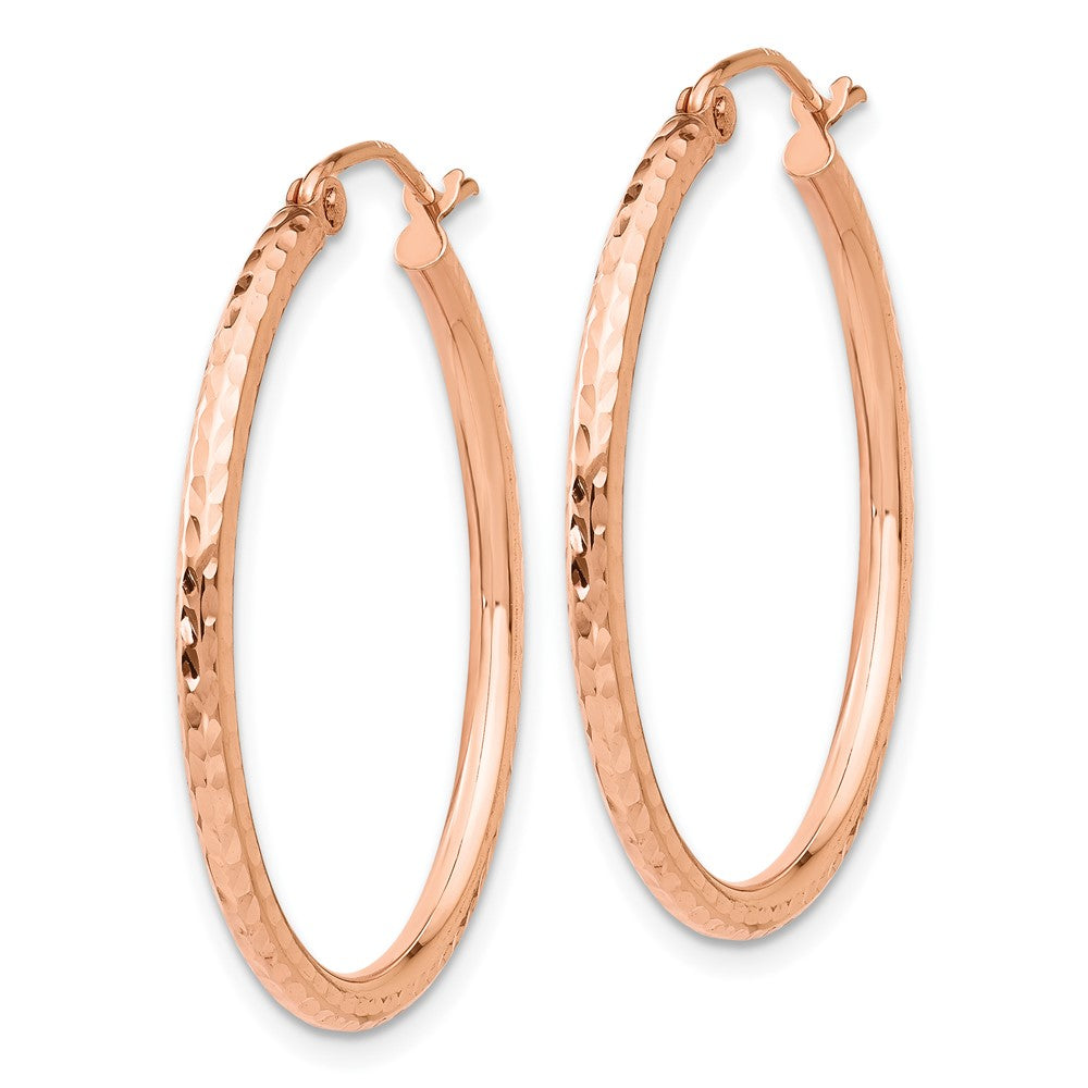 10K Roségold Diamantiert Poliert Creolen