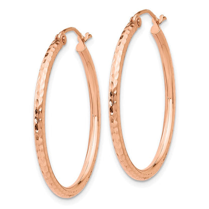 10K Roségold Diamantiert Poliert Creolen