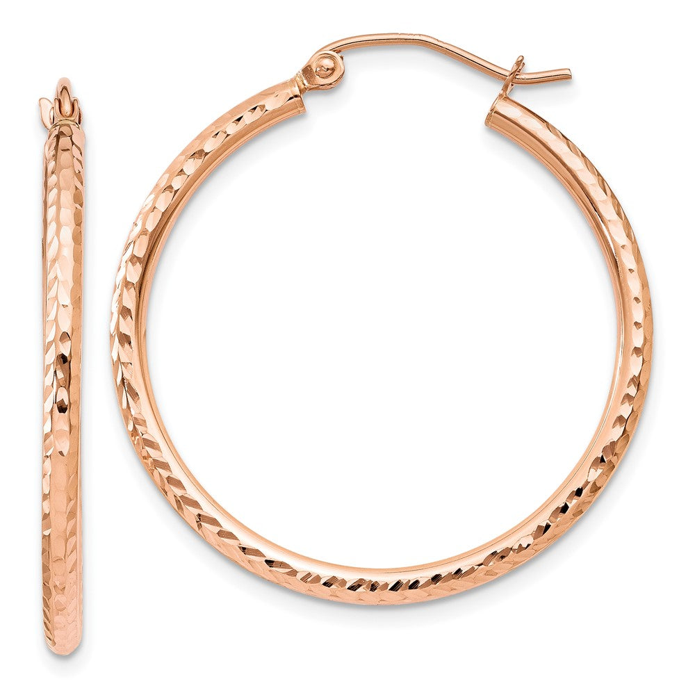 10K Roségold Diamantiert Poliert Creolen
