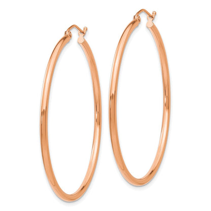 10K Roségold Poliert 2mm Leicht Röhre Creolen
