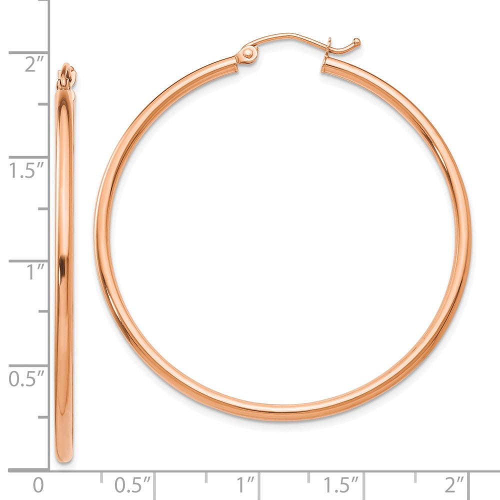 10K Roségold Poliert 2mm Leicht Röhre Creolen