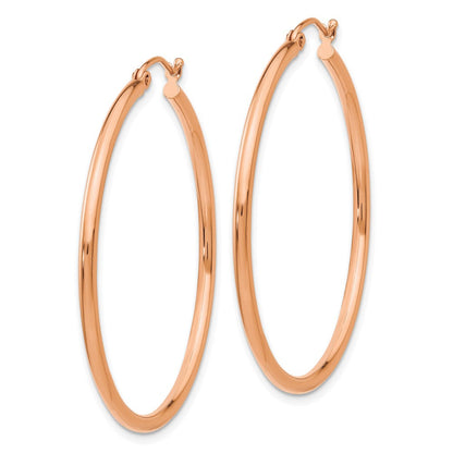 10K Roségold Poliert 2mm Leicht Röhre Creolen