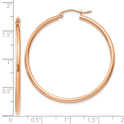 10K Roségold Poliert 2mm Leicht Röhre Creolen