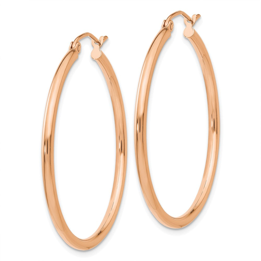 10K Roségold Poliert 2mm Leicht Röhre Creolen