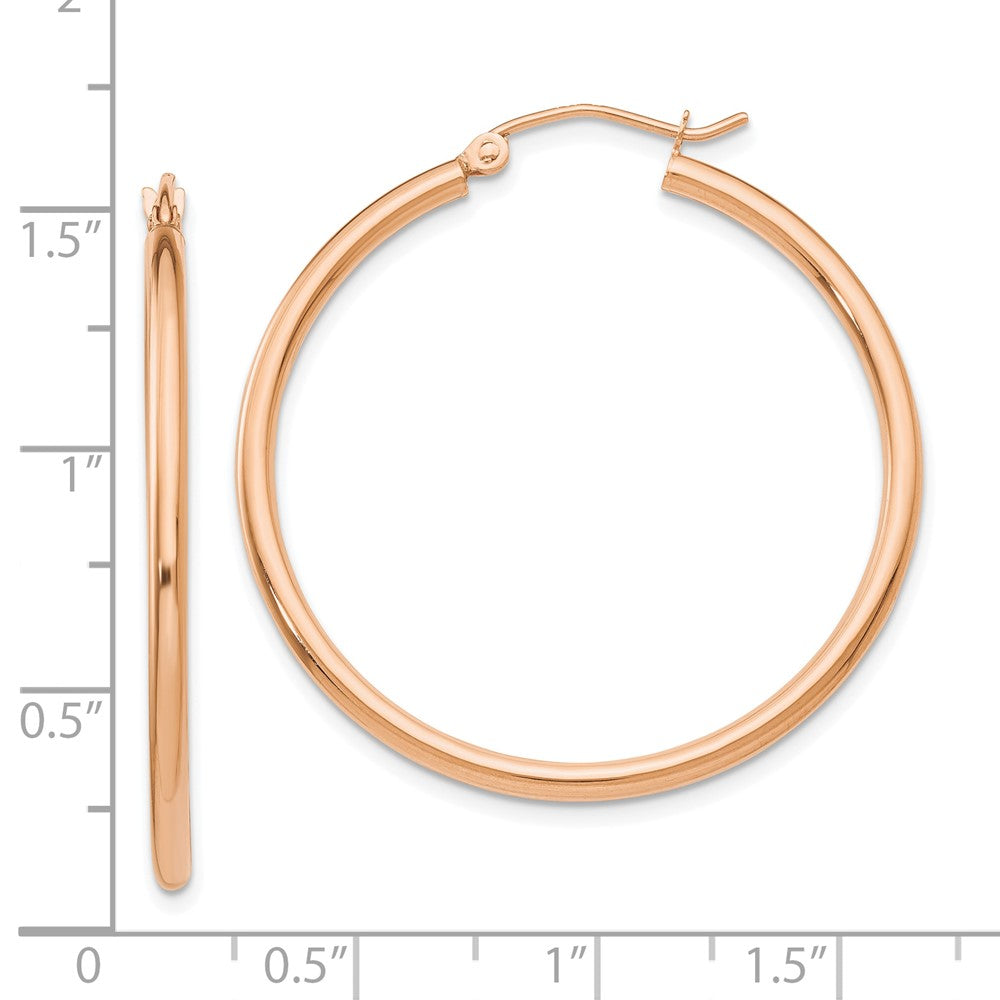 10K Roségold Poliert 2mm Leicht Röhre Creolen