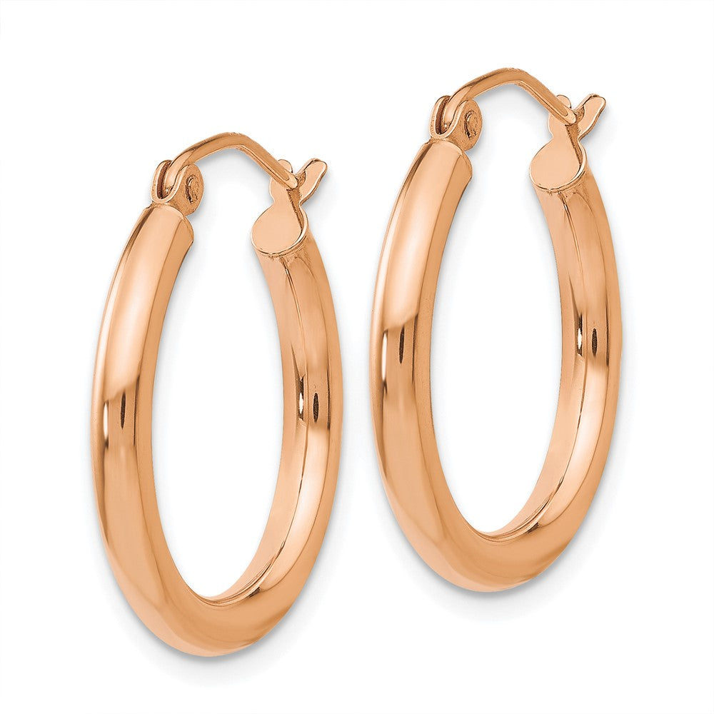 10K Roségold Poliert 2.5mm Leicht Röhre Creolen