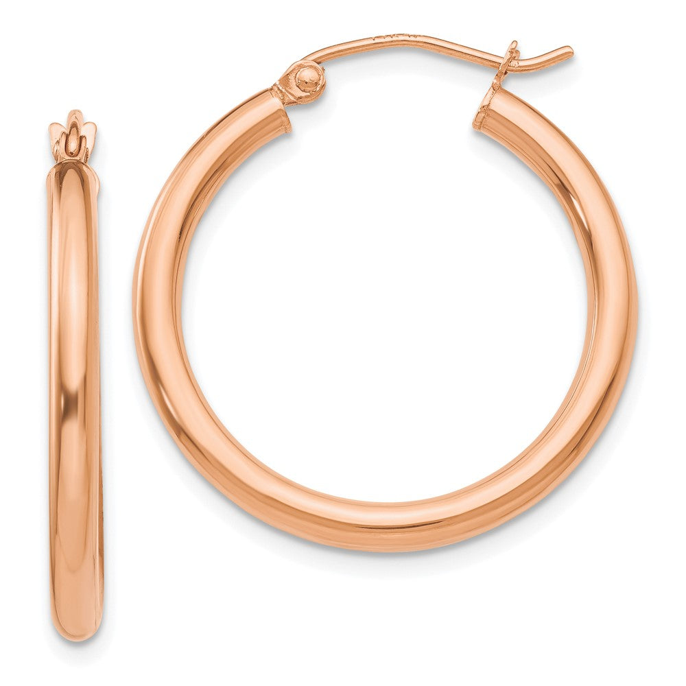 10K Roségold Poliert 2.5mm Leicht Röhre Creolen