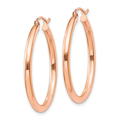 10K Roségold Poliert 2.5mm Leicht Röhre Creolen