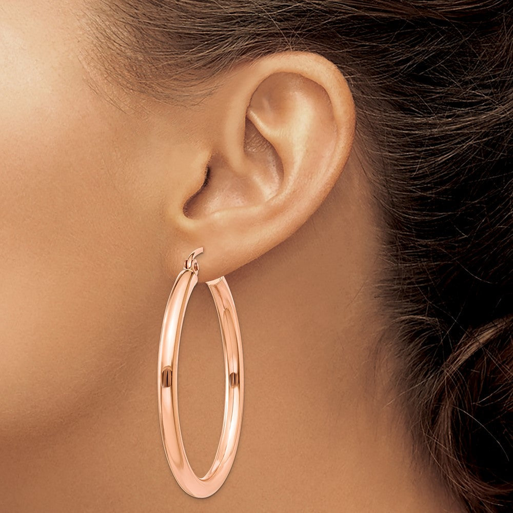 10K Roségold Poliert 2.5mm Leicht Röhre Creolen