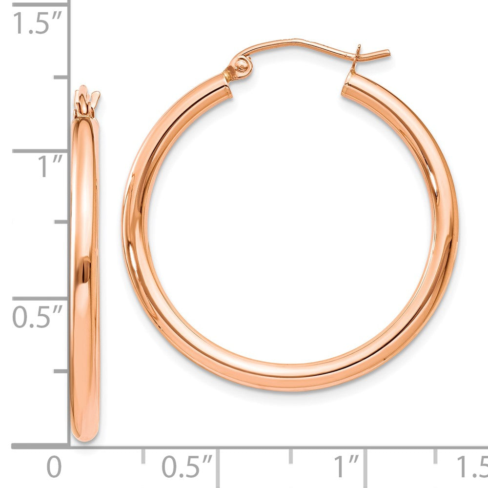 10K Roségold Poliert 2.5mm Leicht Röhre Creolen