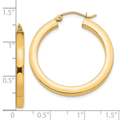 10K Gelbgold 3mm Poliert Quadratisch Creolen