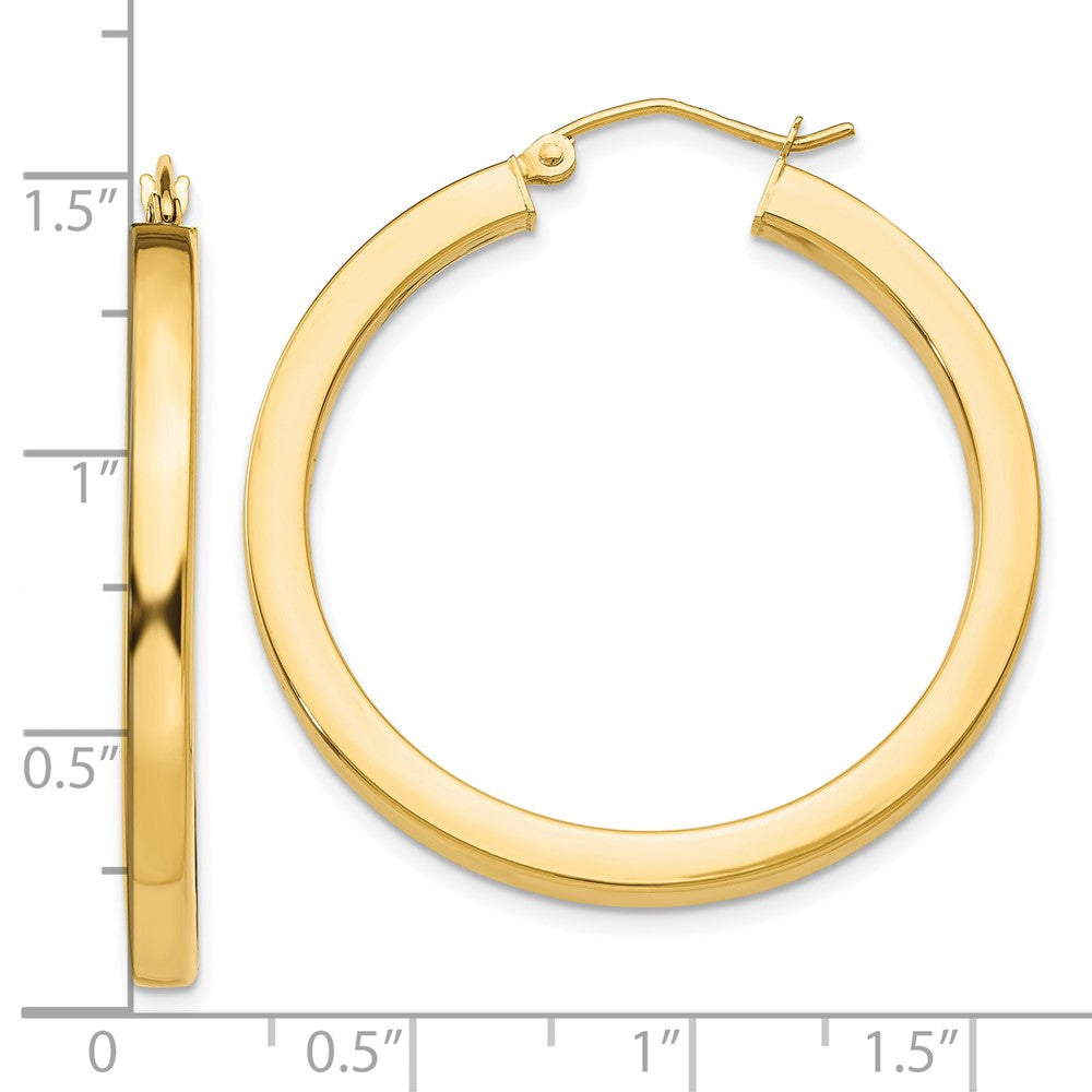 10K Gelbgold 3mm Poliert Quadratisch Creolen