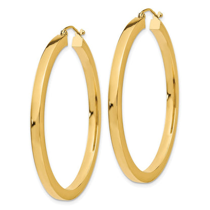 10K Gelbgold 3mm Poliert Quadratisch Creolen