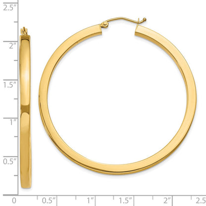 10K Gelbgold 3mm Poliert Quadratisch Creolen
