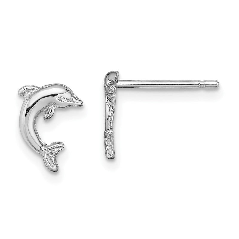 10K Weißgold 10K Mini Springend Delfin Ohrstecker