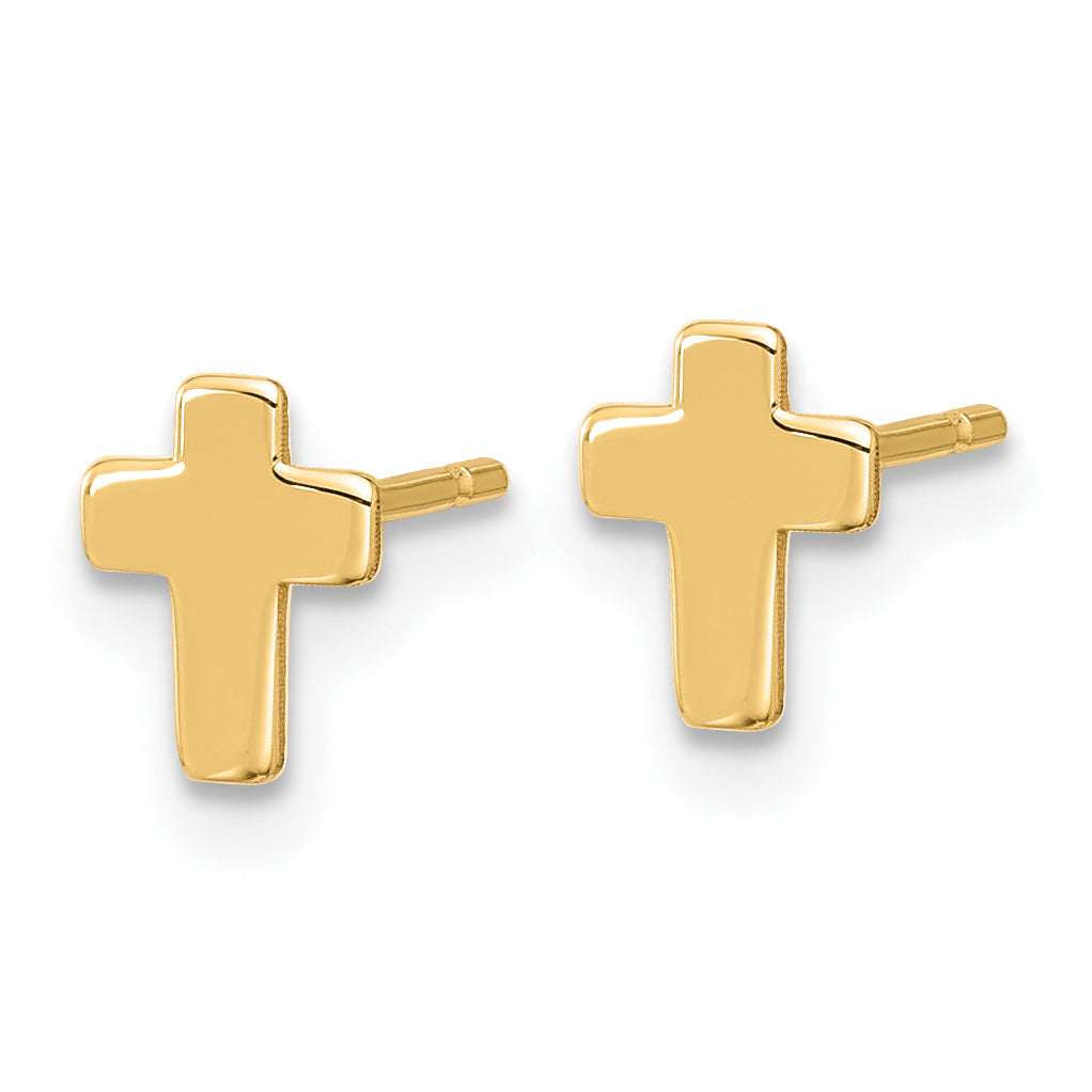 10K Gelbgold Poliert Kreuz Ohrstecker
