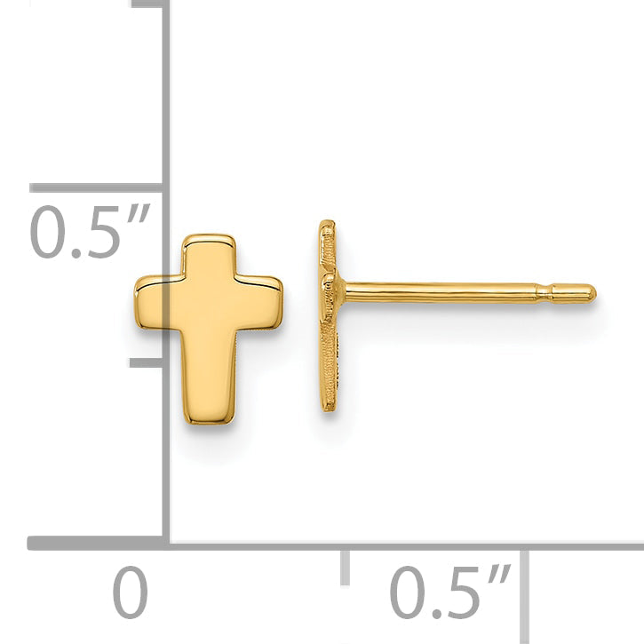 10K Gelbgold Poliert Kreuz Ohrstecker