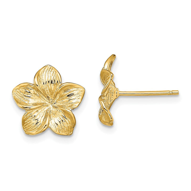 10K Gelbgold 10K Plumeria Blume Ohrstecker