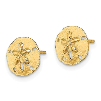 10K Gelbgold 10K Poliert Mini Sand Dollar Ohrstecker