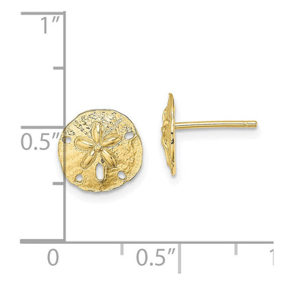 10K Gelbgold 10K Poliert Mini Sand Dollar Ohrstecker