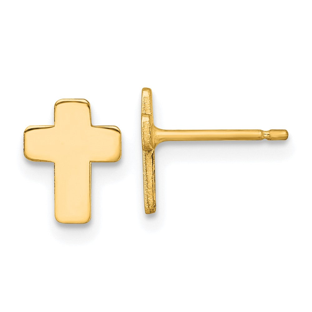 10K Gelbgold Poliert Kreuz Ohrstecker