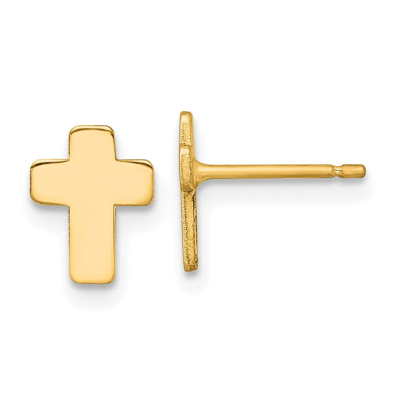 10K Gelbgold Poliert Kreuz Ohrstecker