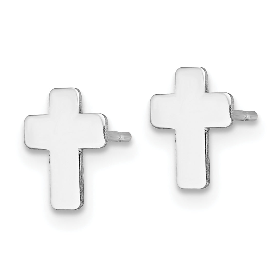 10K Weißgold Poliert Kreuz Ohrstecker