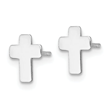 10K Weißgold Poliert Kreuz Ohrstecker