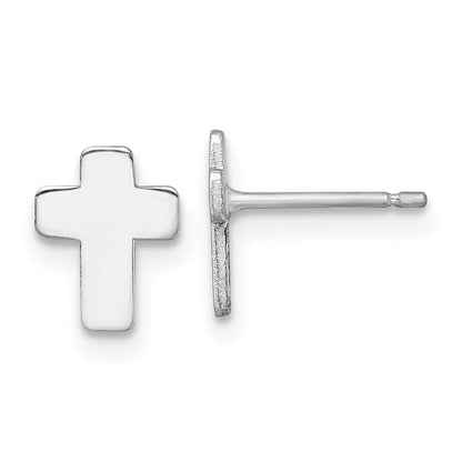 10K Weißgold Poliert Kreuz Ohrstecker