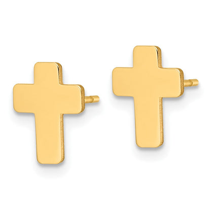 10K Gelbgold Poliert Kreuz Ohrstecker