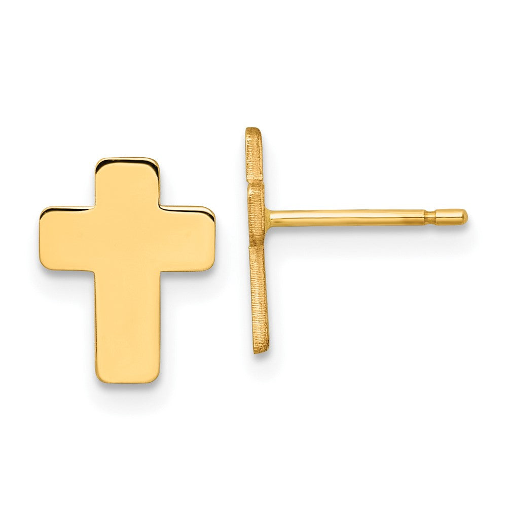 10K Gelbgold Poliert Kreuz Ohrstecker
