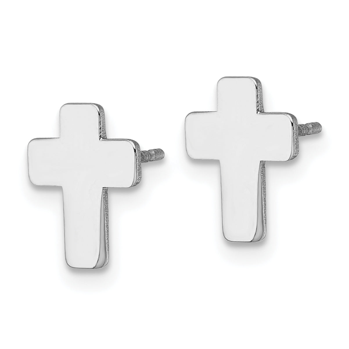 10K Weißgold Poliert Kreuz Ohrstecker